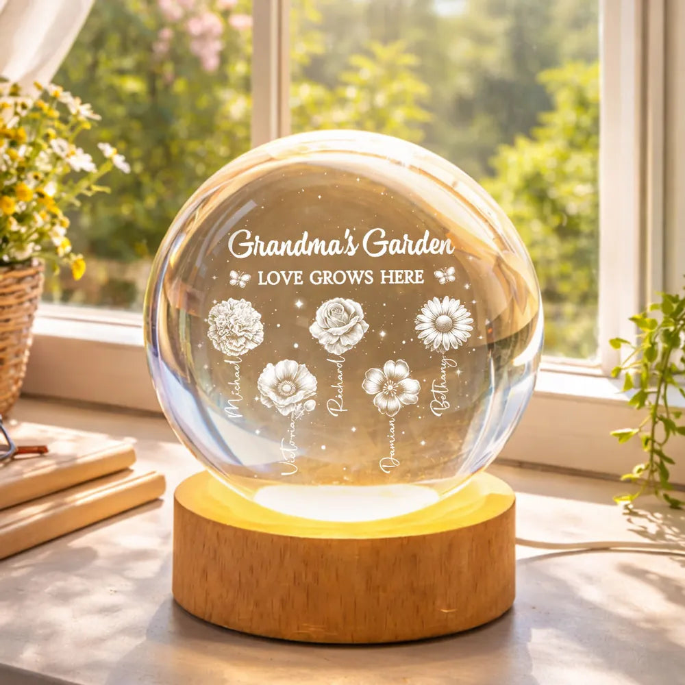 Personalized LED Night Light for Grandma - Custom Floral Keepsake Lamp MagicInPrints
