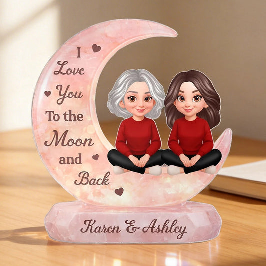 Personalized Moon-Shaped Acrylic Plaque for Couples - Sentimental Gift Plaque MagicInPrints