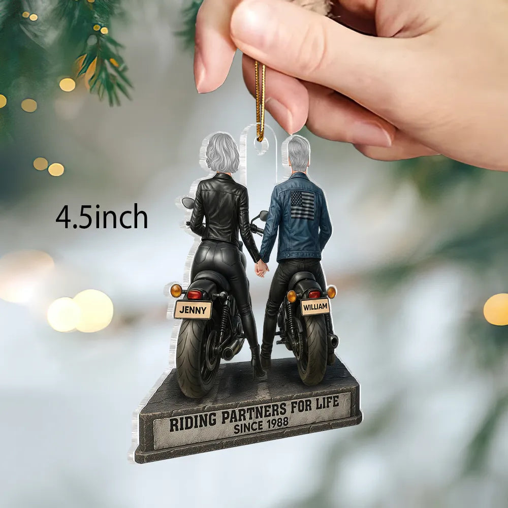 Custom Motorcycle Couple Ornament for Bikers - Anniversary Gift Car Hanger MagicInPrints