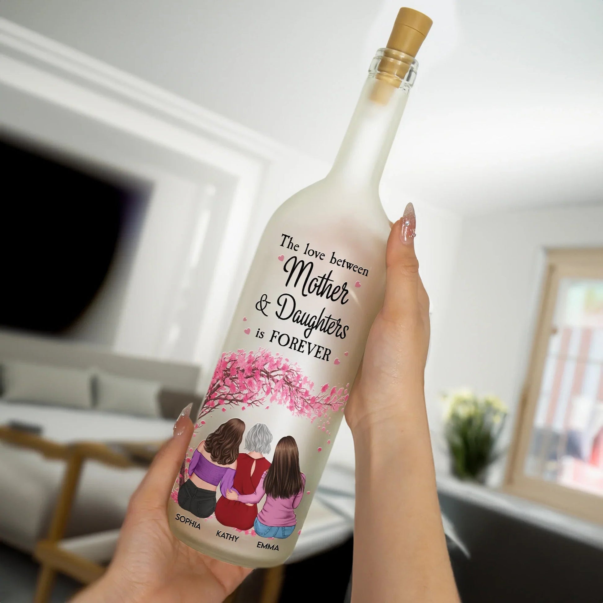 Personalized Mother & Daughters LED Bottle Light - Sentimental Gift for Family Lamp MagicInPrints