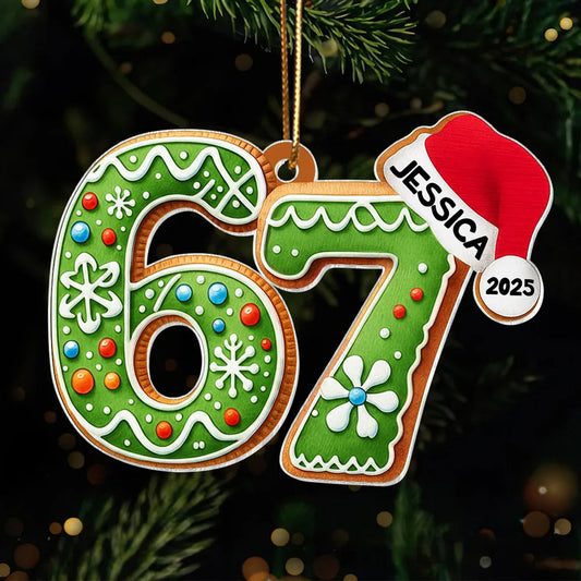 Personalized Christmas Ornament for Kids - Festive Gingerbread Design with Custom Name and Year Ornament MagicInPrints