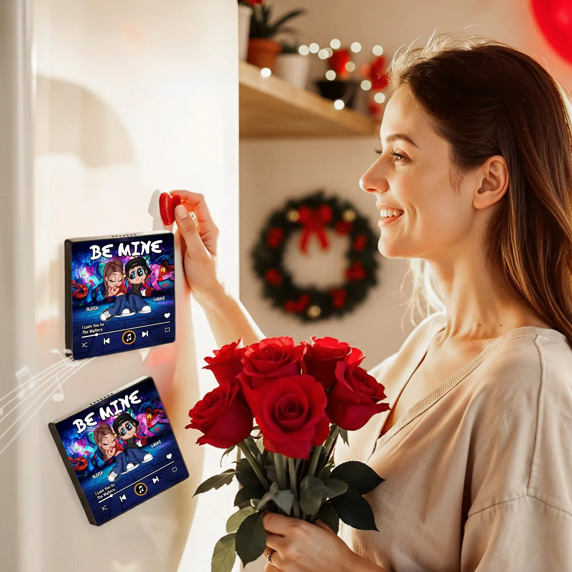 Custom Cartoon Music Plaque for Couples - Romantic Gift Fridge Magnet MagicInPrints