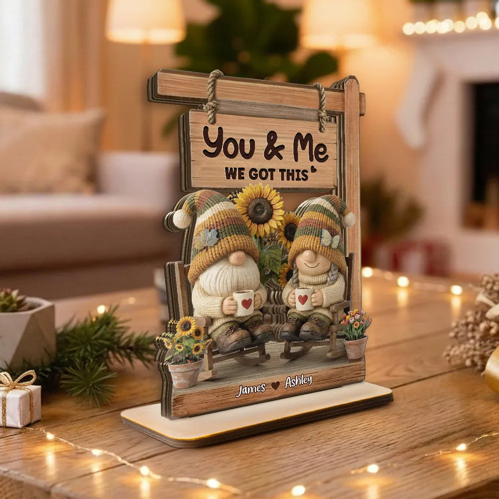 Personalized Gnome Couple Figurine for Couples with Custom Names - Romantic Home Decor Plaque MagicInPrints