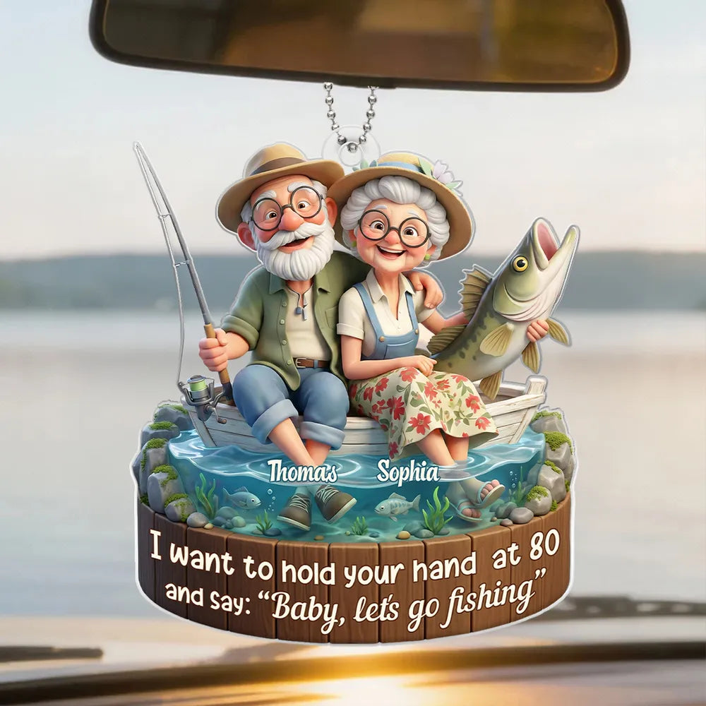 Personalized Fishing Couple Car Ornament for Seniors - Romantic Keepsake Gift Ornament MagicInPrints