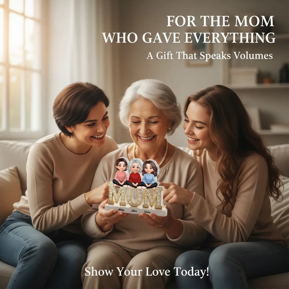 Personalized Family Figurine Mom Gift with Custom Names - Mother's Day Keepsake Plaque MagicInPrints