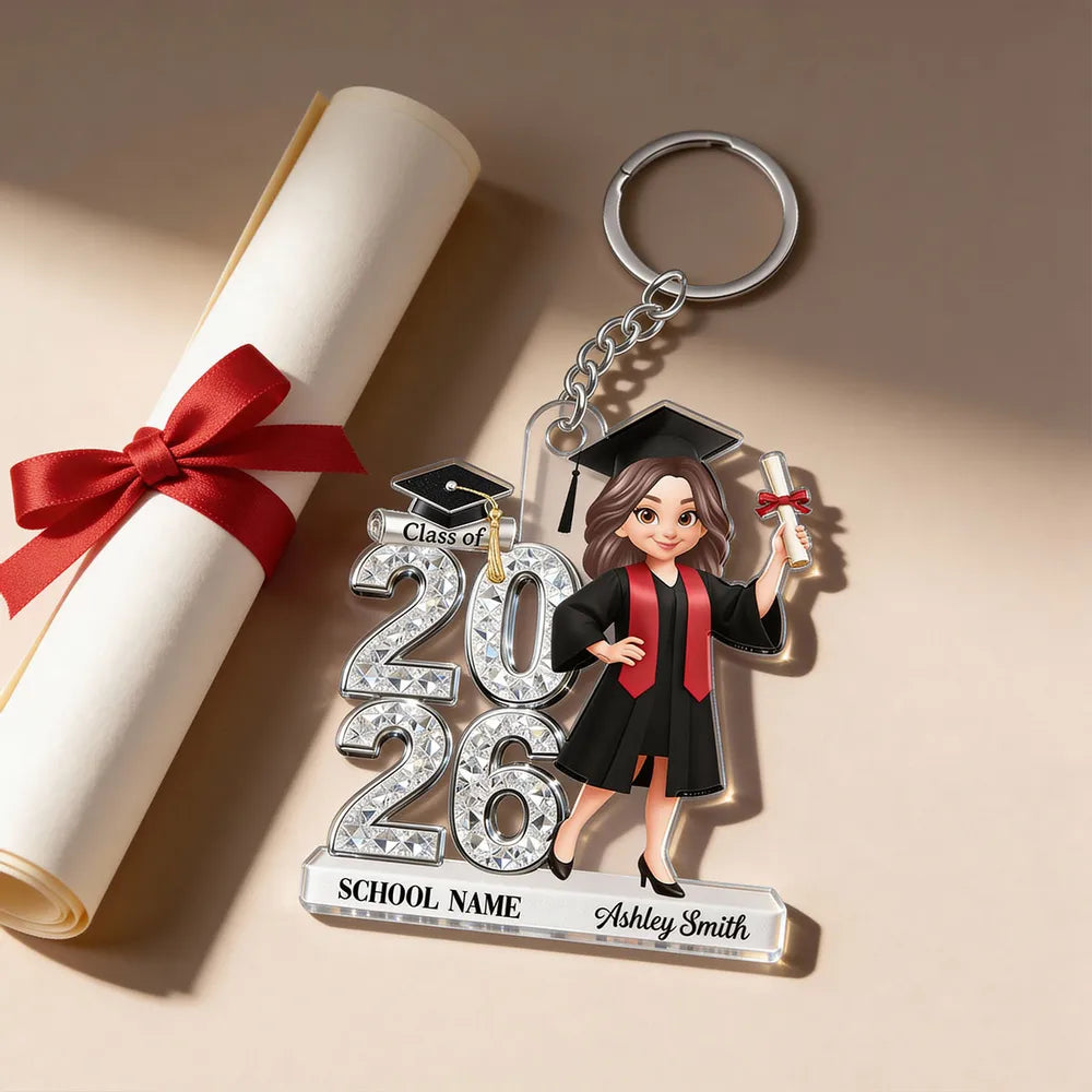 Personalized Graduation Keychain for Class of 2026 - Custom School Name Gift Keychain MagicInPrints