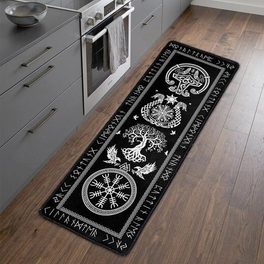 Viking Rune Kitchen Runner Rug for Home Decor - Nordic Mythology Design Doormat MagicInPrints