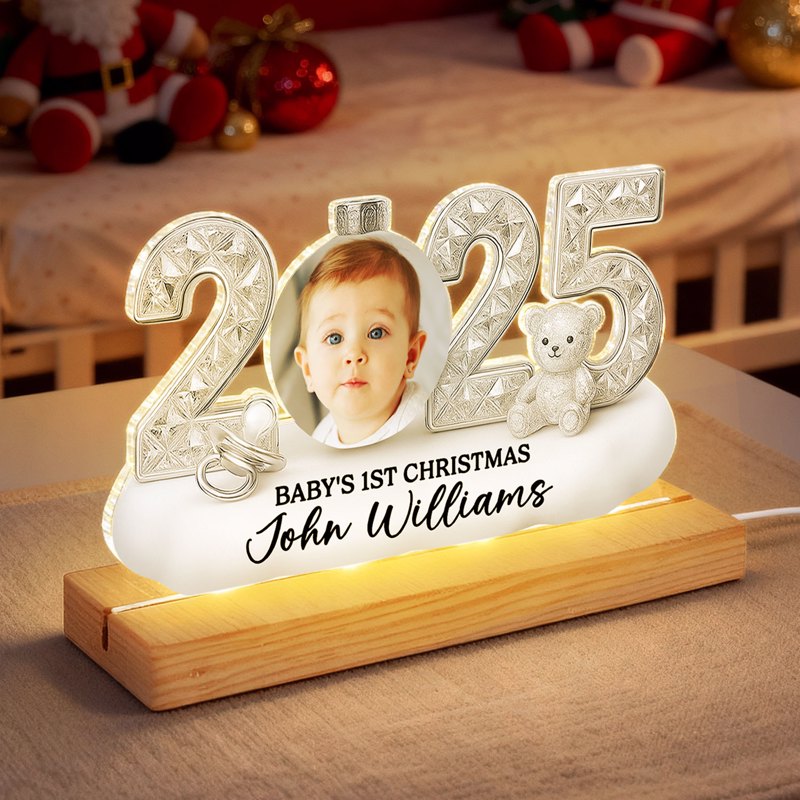 Personalized Baby's First Christmas LED Light for 2025 - Custom Name Gift Plaque MagicInPrints