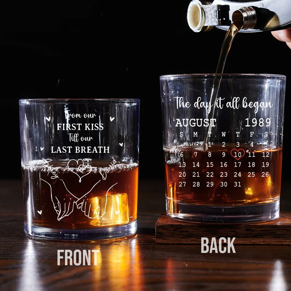 Personalized Anniversary Whiskey Glasses for Couples - Romantic Gift Cup MagicInPrints
