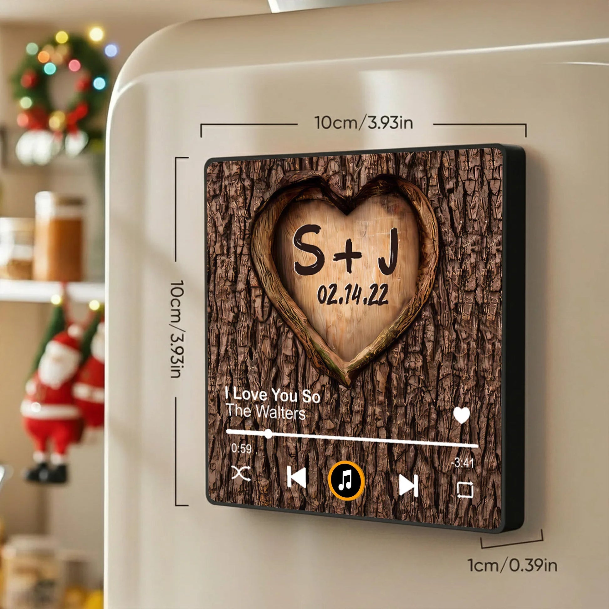 Personalized Music Plaque for Couples with Heart Carving - Romantic Gift Fridge Magnet MagicInPrints