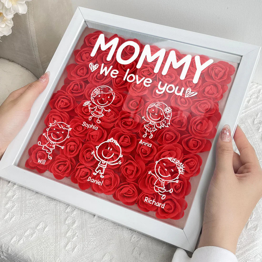 Custom LED Shadow Box for Mom with Kids' Names - Mother's Day Gift Plaque MagicInPrints