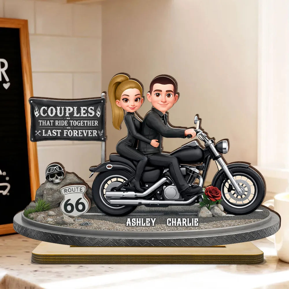 Custom Motorcycle Couple Figurine for Bikers - Romantic Gift Plaque MagicInPrints