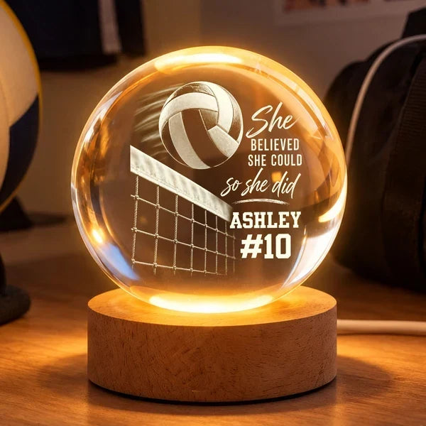 Personalized Volleyball Globe Lamp Custom Gift for Daughter Player