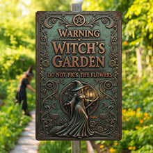 Load image into Gallery viewer, “Beware the Magic: Witch&#39;s Garden Personalized Metal Sign” - Custom Gift for Witch Lovers Metal Signs MagicInPrints
