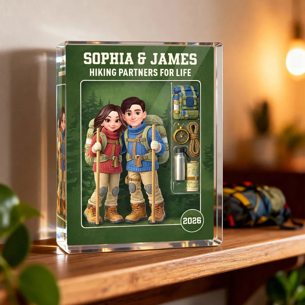 Personalized Hiking Partner Acrylic Block for Couples - Adventure Keepsake Gift Plaque MagicInPrints