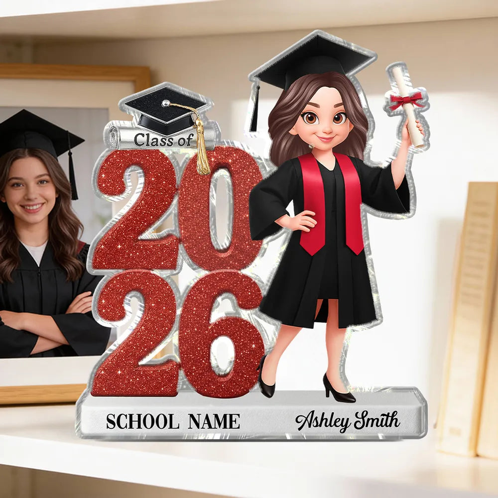 Personalized Graduation Class of 2026 Standee for Students - Custom Name and School Plaque MagicInPrints