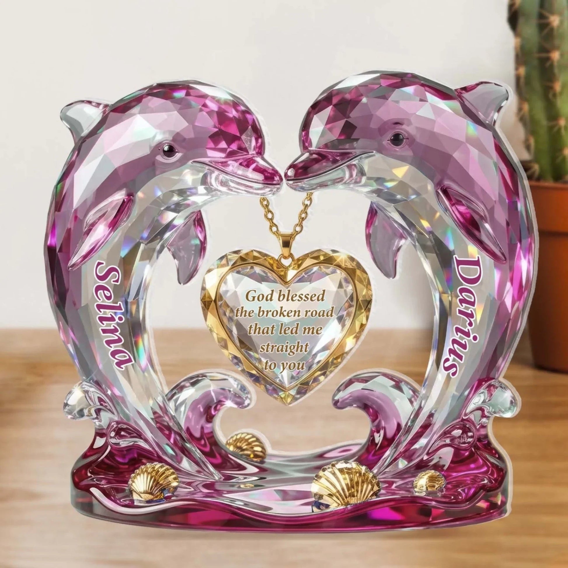 Personalized Crystal Dolphin Couple Sculpture for Couples - Romantic Gift Plaque MagicInPrints