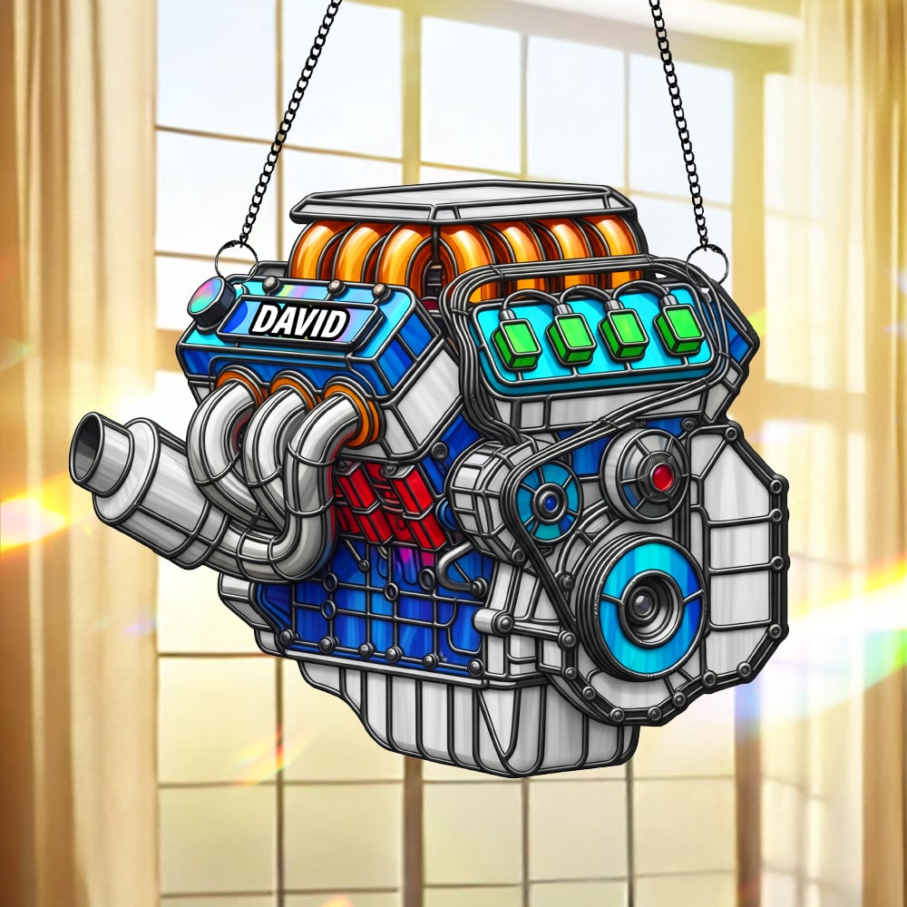 "Rev Up Your Passion!" Custom Hot Rod Engine Suncatcher Ornament - Personalized Gift for Car Lovers Ornament MagicInPrints