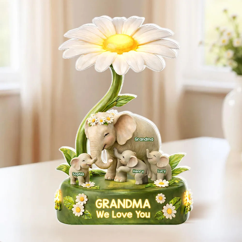 Personalized Elephant Family Figurine for Grandma - Sentimental Gift for Mother's Day Plaque MagicInPrints