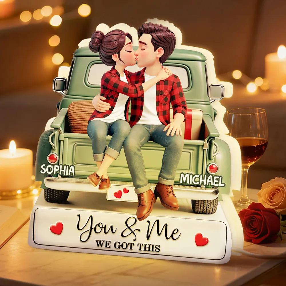 Personalized Couple Figurine Romantic Gift with LED Light - Anniversary or Valentine's Day Plaque MagicInPrints