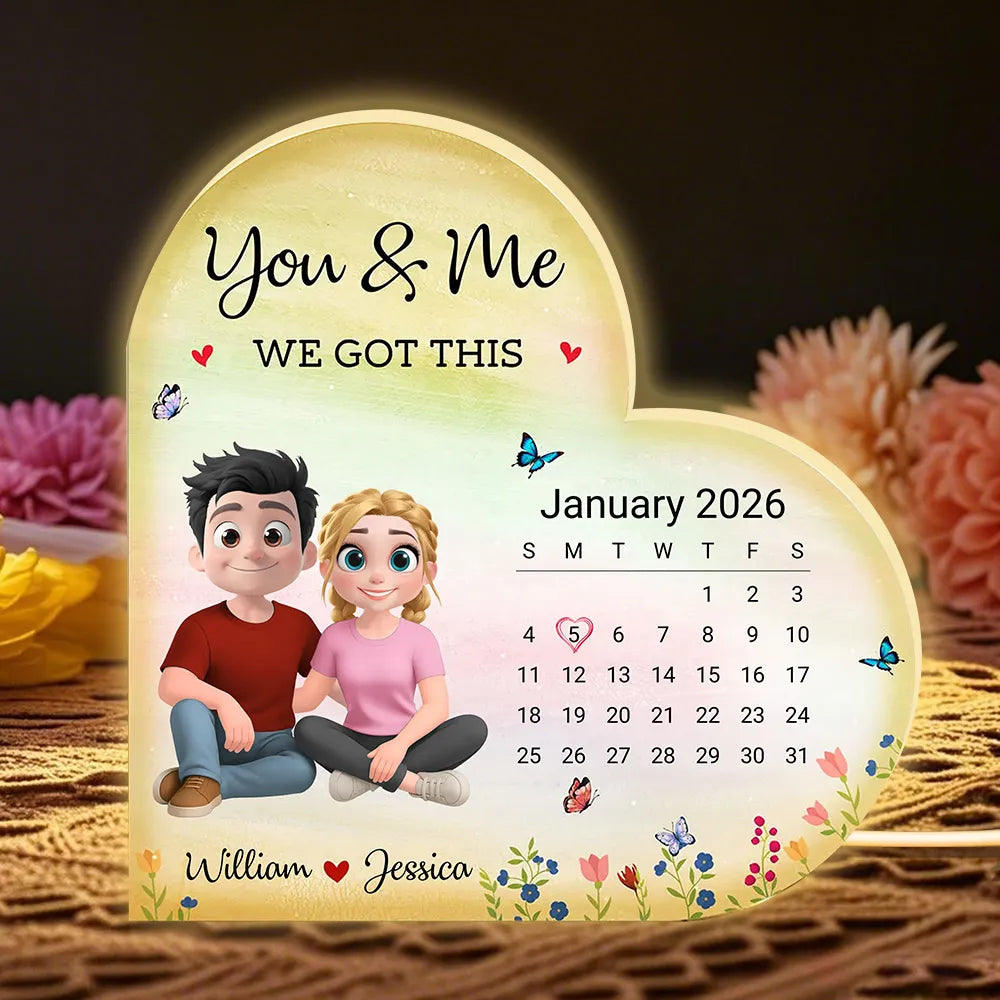 Personalized Heart-Shaped Couple Calendar for Couples - Romantic Gift Plaque MagicInPrints