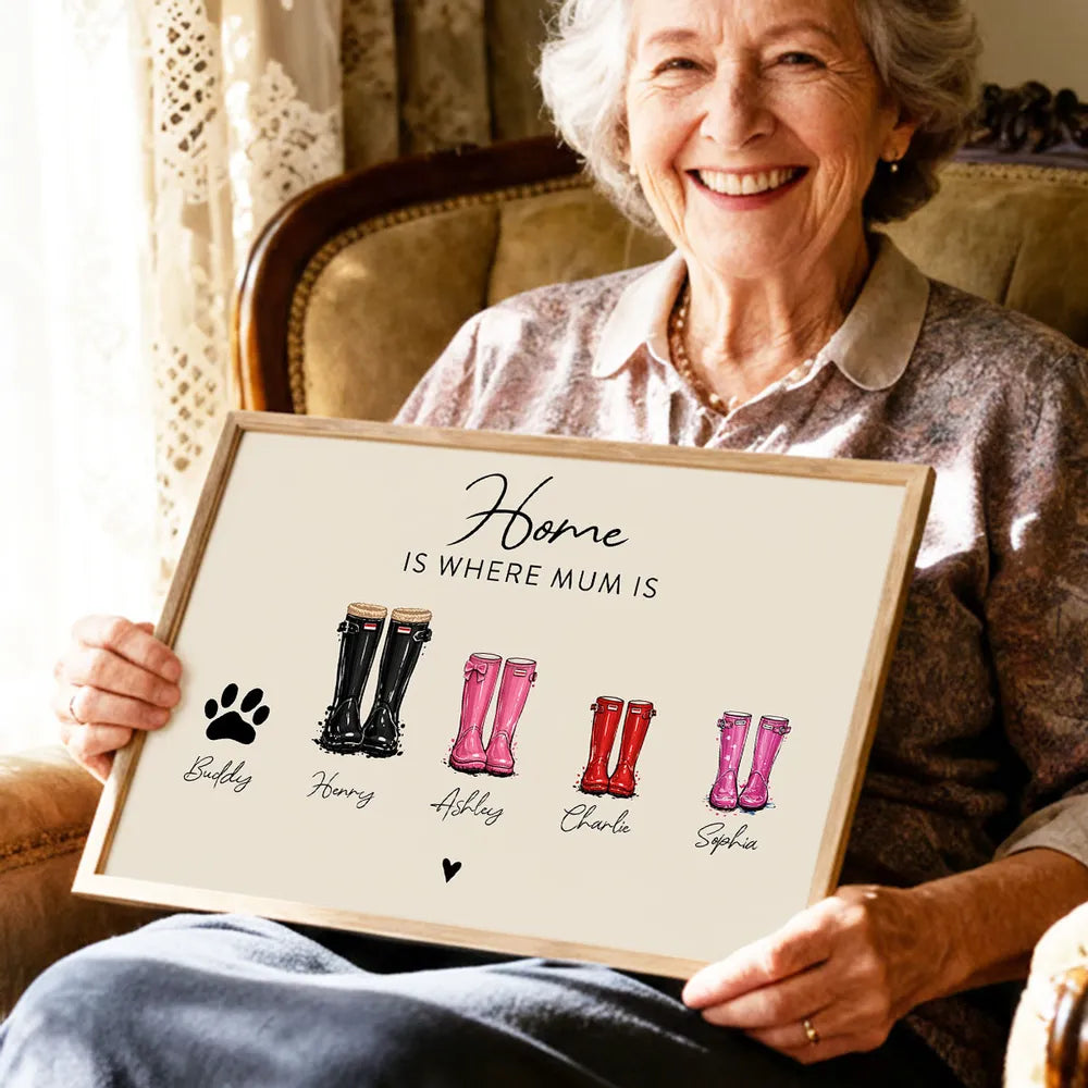 Personalized Family Boots Print for Home Decor - Custom Names and Dates Poster or Canvas MagicInPrints