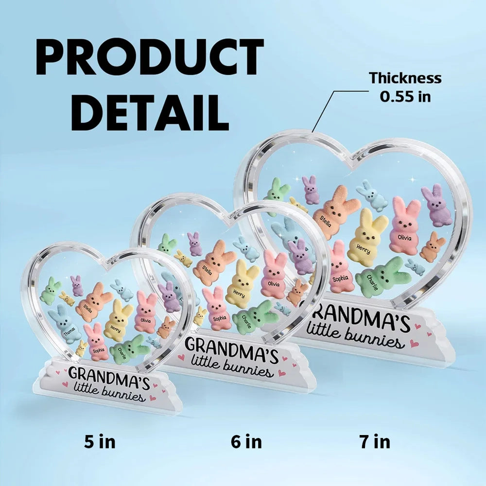 Personalized Heart-Shaped Bunny Keepsake for Grandma - Family Gift Plaque MagicInPrints