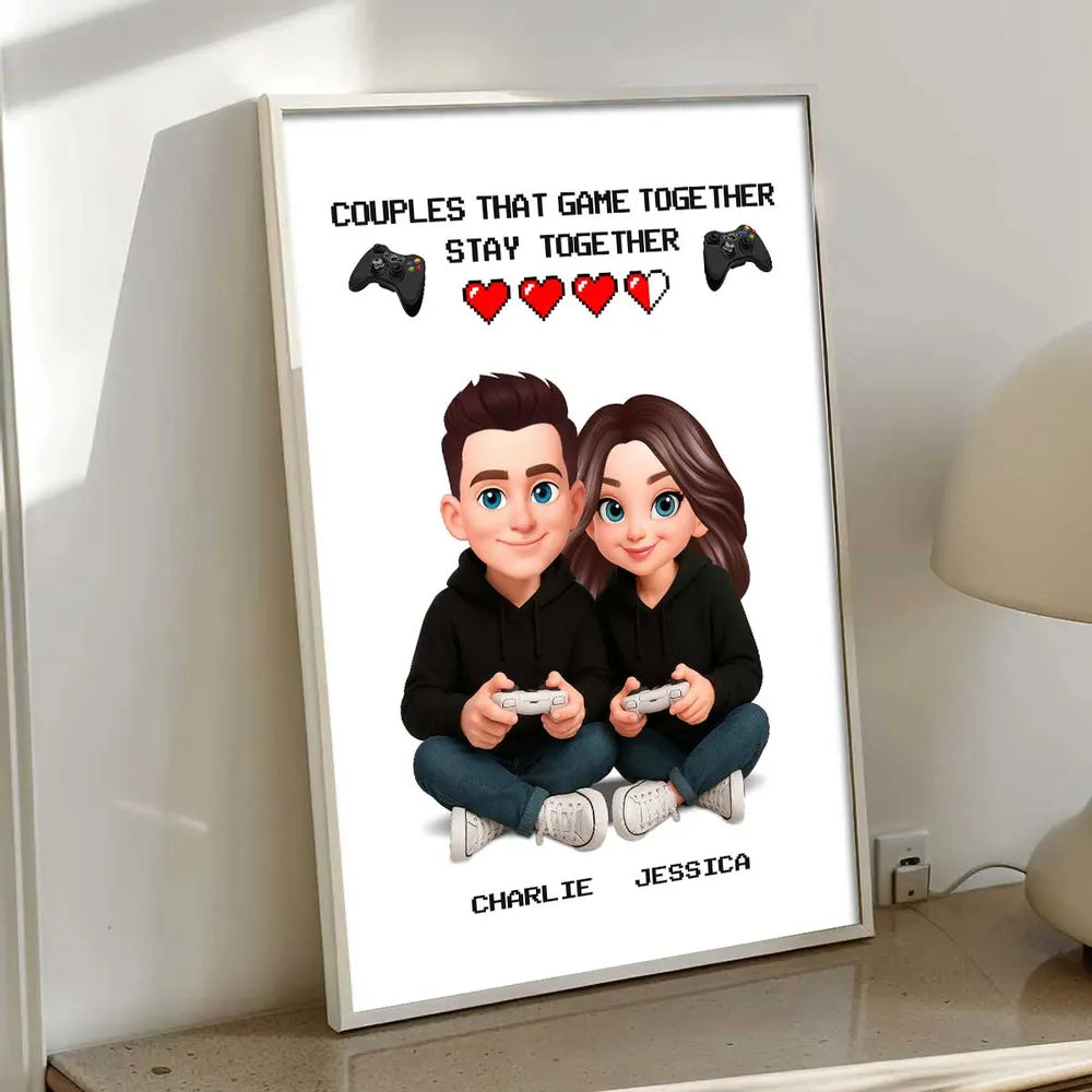Personalized Gamer Couple Poster for Couples - Fun Gaming Decor Poster or Canvas MagicInPrints