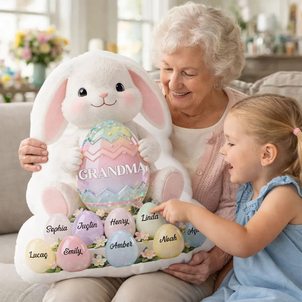 Personalized Easter Bunny Cushion for Grandma - Custom Names Gift Pillow MagicInPrints