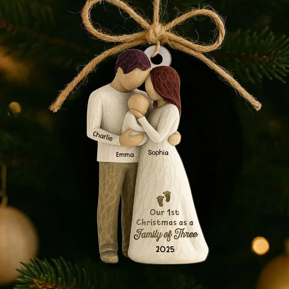 Personalized Family Ornament for New Parents - Our 1st Christmas 2025 Ornament MagicInPrints