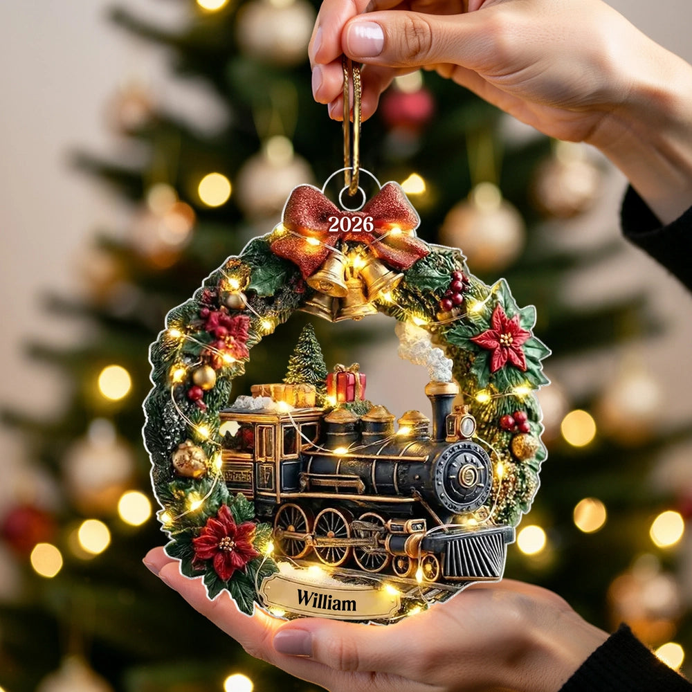 Personalized Train Christmas Ornament for Kids with Lights - Holiday Decor 2026 Ornament MagicInPrints