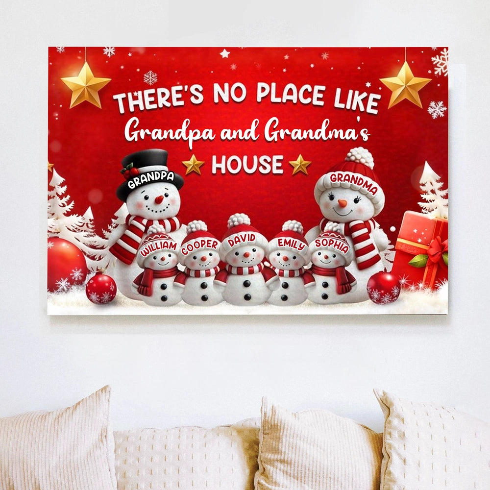 Personalized Snowman Family Canvas for Grandparents - Christmas Home Decor Poster or Canvas MagicInPrints