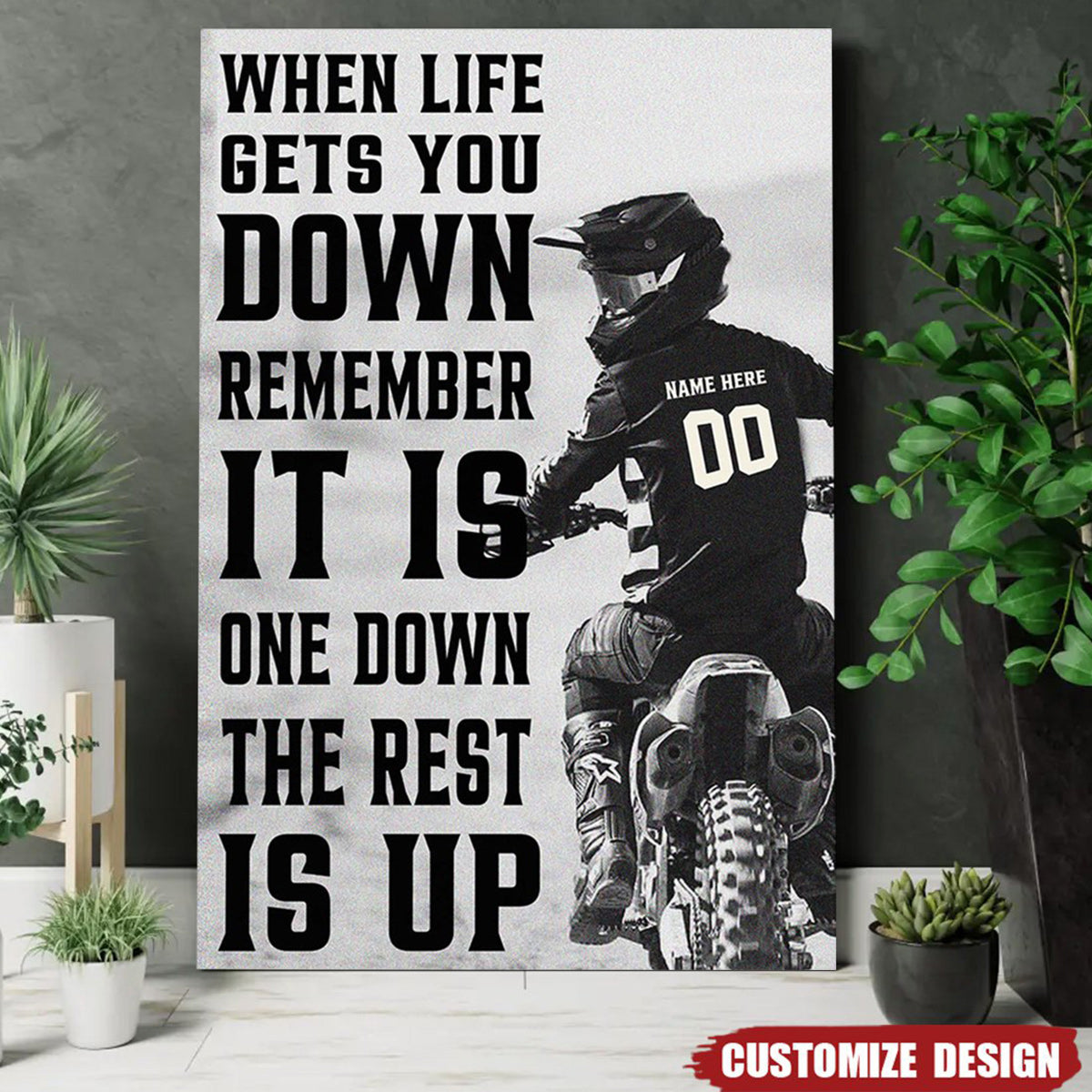 Personalized Motivational Canvas Dirt Bike Artwork Gift for Riders