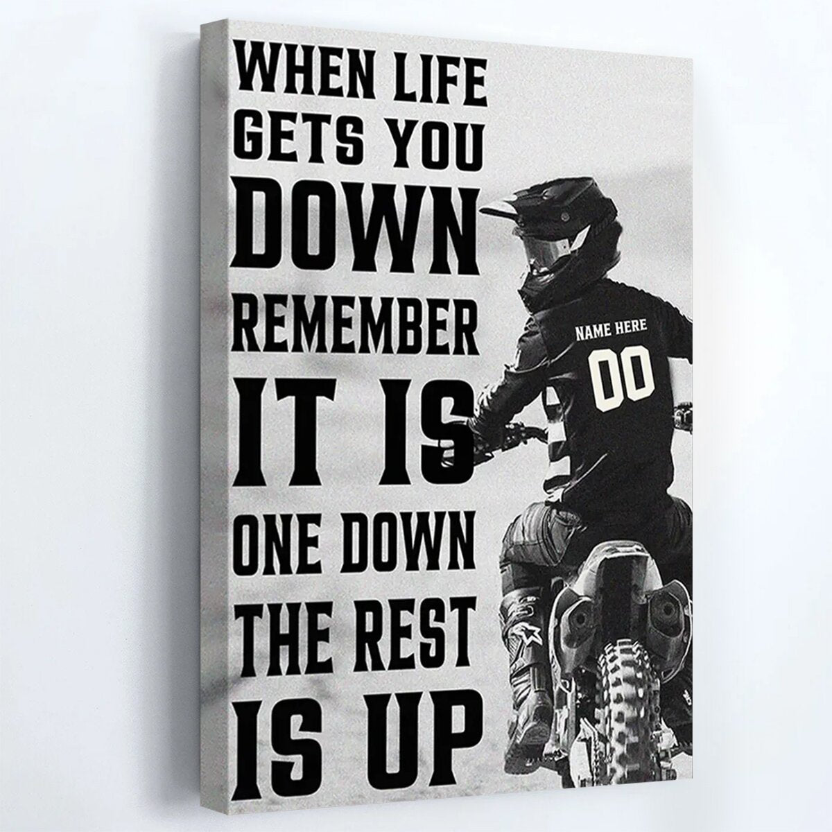 Personalized Motivational Canvas Dirt Bike Artwork Gift for Riders