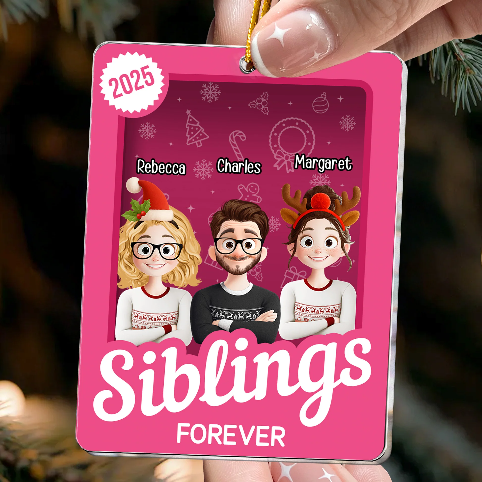 Personalized Christmas Sibling Ornament - Custom Family Keepsake 2025 Ornament MagicInPrints