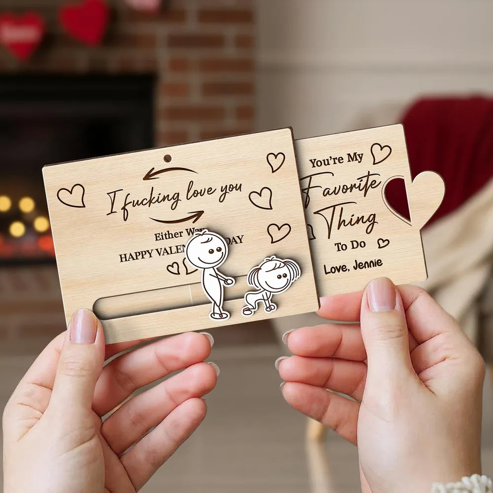 Personalized Wooden Valentine's Day Card for Couples - Romantic Gift Ornament MagicInPrints