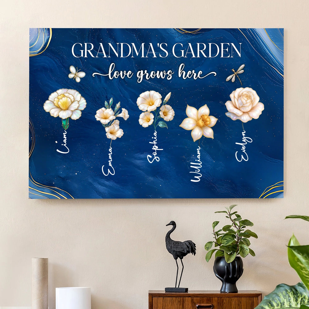 Personalized Canvas Art for Grandma - Floral Design with Names - Sentimental Gift for Mother's Day Poster or Canvas MagicInPrints