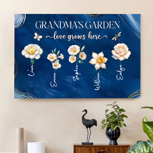 Personalized Canvas Art for Grandma - Floral Design with Names - Sentimental Gift for Mother's Day Poster or Canvas MagicInPrints