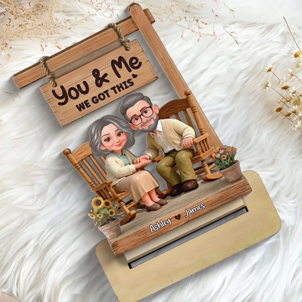 Personalized Wooden Couple Figurine for Seniors - Anniversary Gift Plaque MagicInPrints