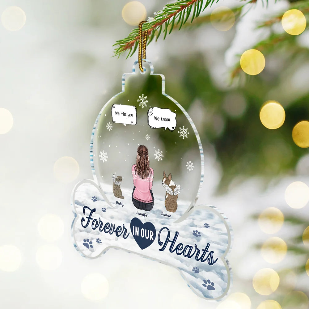 Forever In Our Hearts – Personalized Custom Shaped Acrylic Ornament – Gift for Dog Lovers Acrylic Ornament MagicInPrints