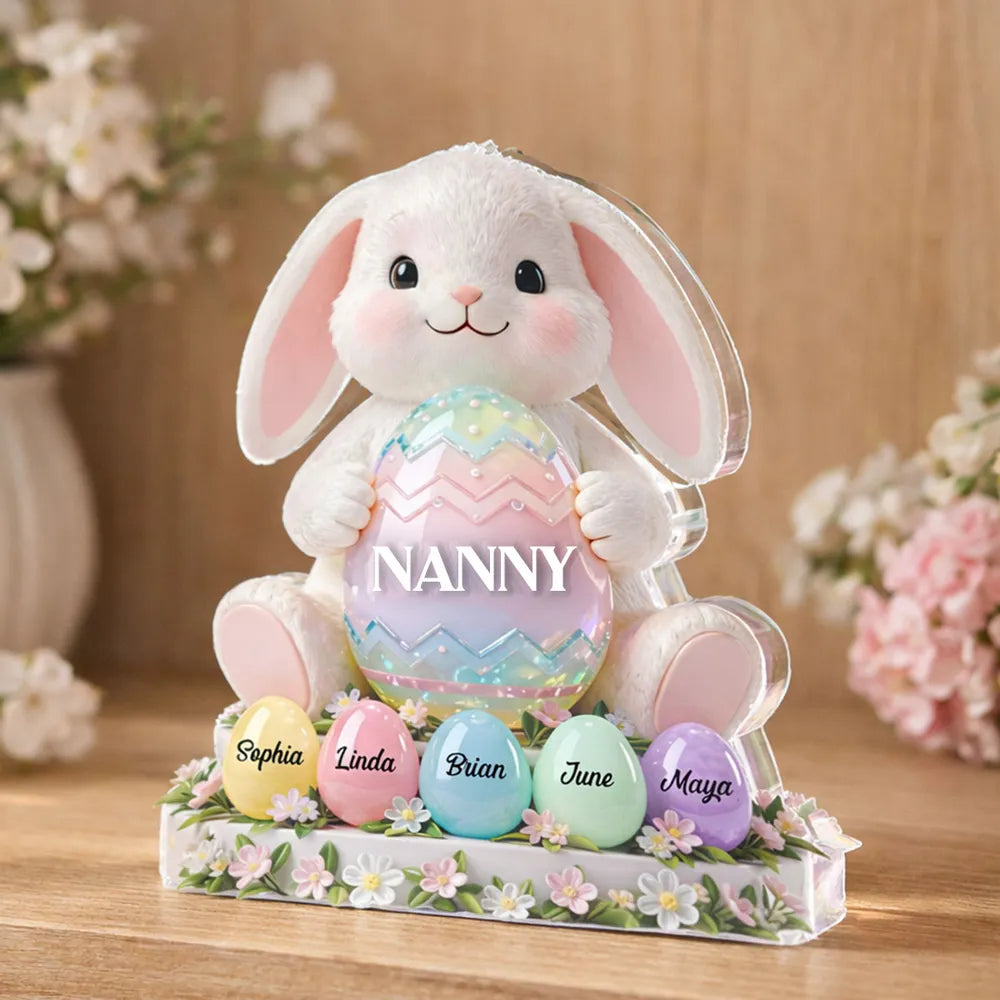 Personalized Easter Bunny Gift for Grandma - Custom Name Eggs Decoration Plaque MagicInPrints