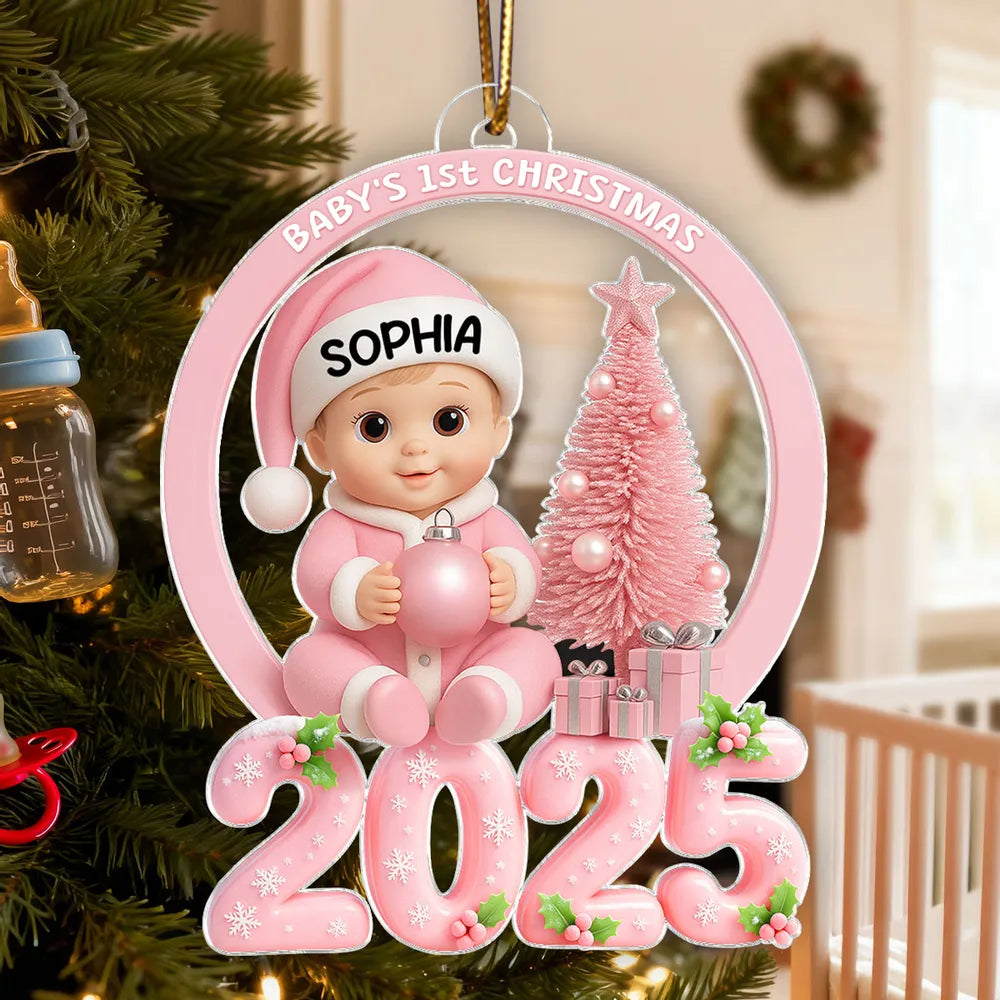 Personalized Baby's 1st Christmas Ornament 2025 - Custom Name Keepsake Ornament MagicInPrints