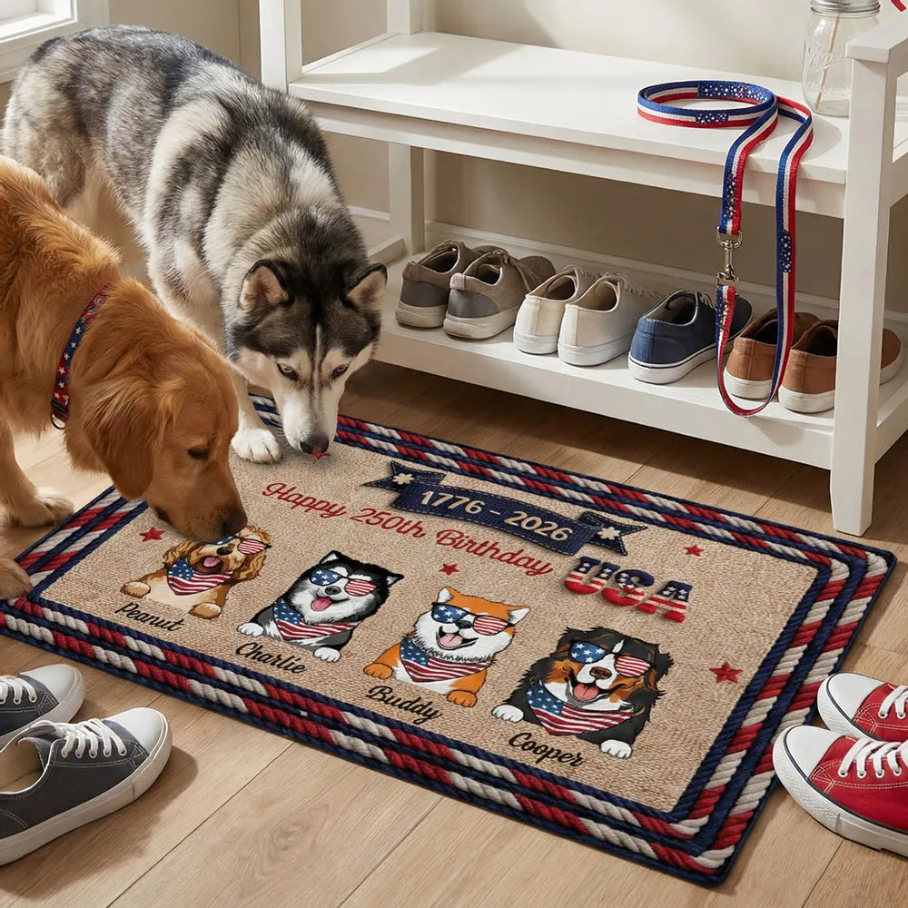 Personalized Dog Lover Doormat for USA 250th Birthday Celebration - Patriotic Home Decor Doormat MagicInPrints