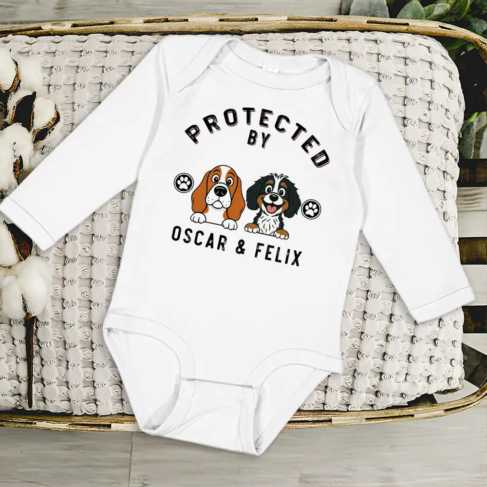 Custom Baby Onesie for Dog Lovers - Protected by Charlie Design Cloth MagicInPrints