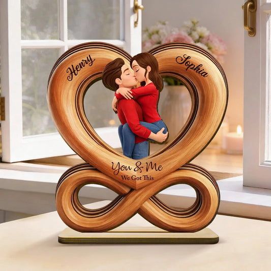 Personalized Wooden Infinity Heart Sculpture for Couples - Romantic Gift Plaque MagicInPrints