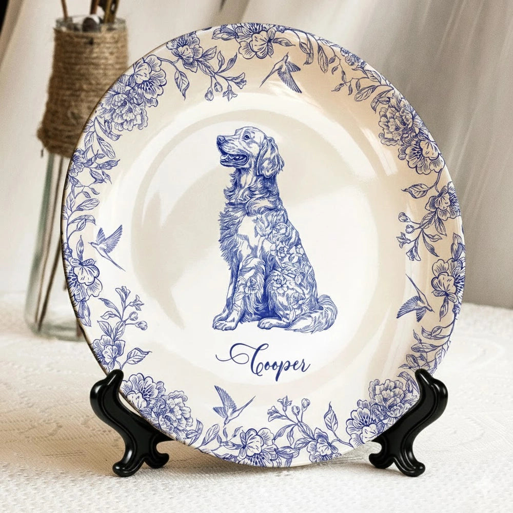 Personalized Dog Portrait Ceramic Plate for Pet Lovers - Home Decor Gift Plaque MagicInPrints