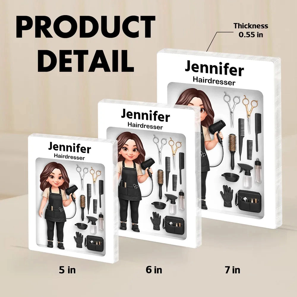 Custom Hairdresser Figurine with Tools for Salon Professionals - Personalized Gift Plaque MagicInPrints
