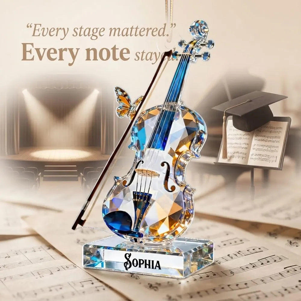 Personalized Crystal Violin Ornament with Name - Elegant Gift for Music Lovers Ornament MagicInPrints