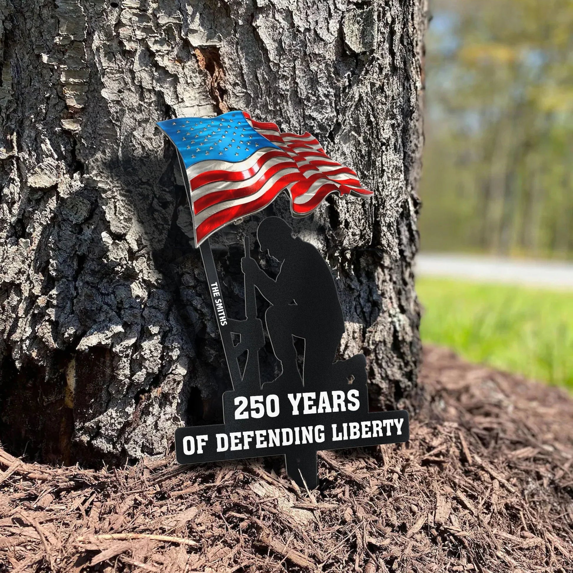 Personalized Patriotic Yard Sign for Veterans - 250 Years of Defending Liberty Sign MagicInPrints