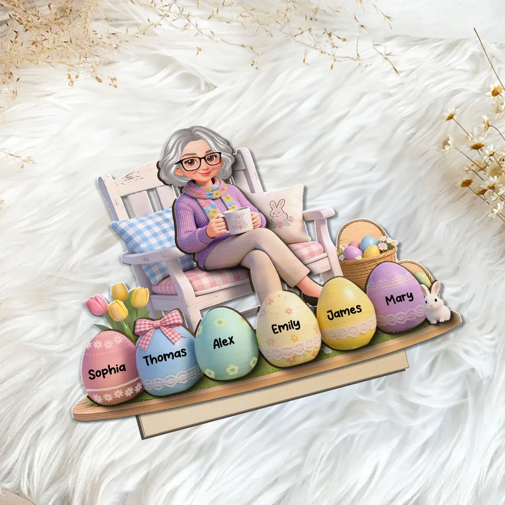 Personalized Easter Grandma Figurine with Custom Names - Family Gift Plaque MagicInPrints